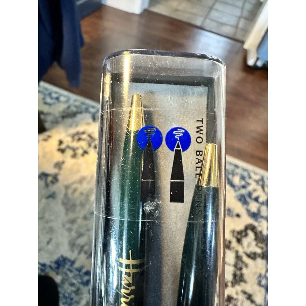 NIB Harrods Green & Gold Logo Pens, Set of 2, BRAND NEW In Original Case‎